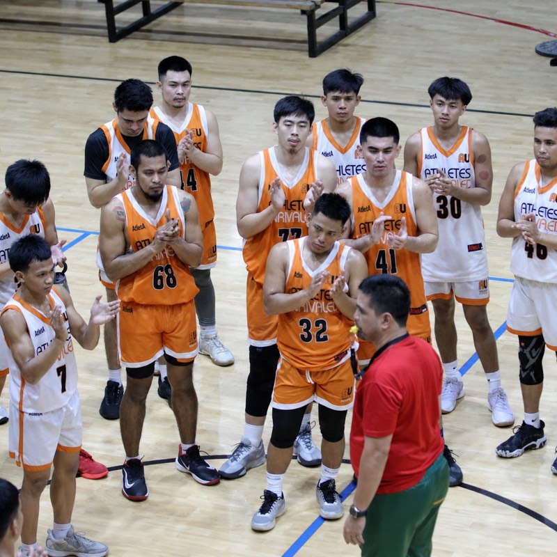 Athletes Unrivaled players gathered together on the basketball court